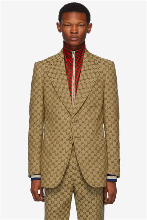 gucci suit brown|who makes gucci suits.